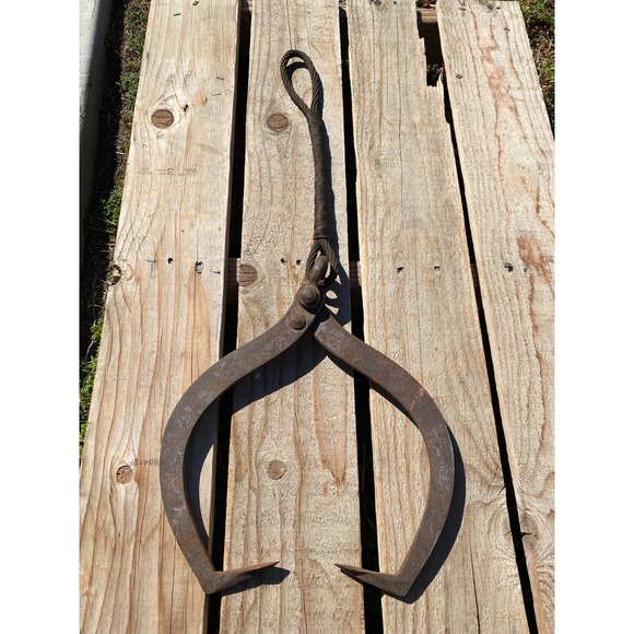 Antique WMT William T Wood & Co Ice Tool Lowering Tongs Arlington MA 1845-1905 - Picture 1 of 8